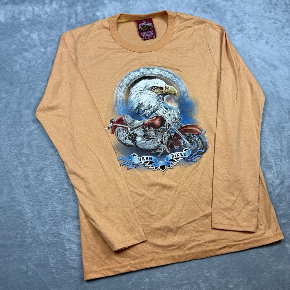 No Entrance Hero Biker Eagle Motorcycle Graphic Long Sleeve T-Shirt Medium